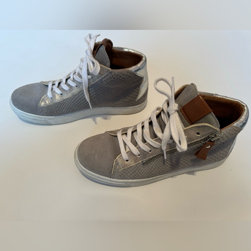 Steve Madden Women's Size 6 Sweeten Tennis Shoe Grey White Silver high tops - Picture 4 of 8
